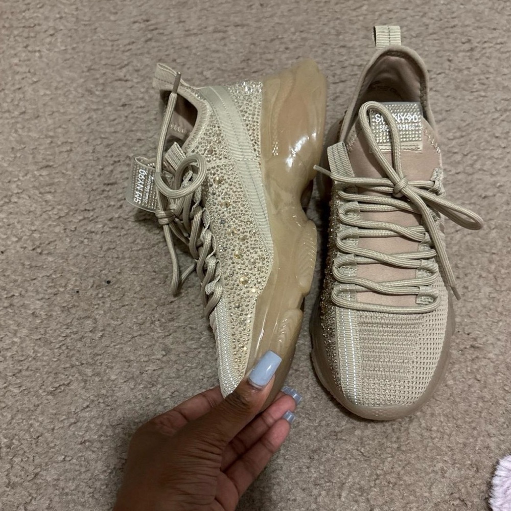 Steve Madden Beige Crystal-Embellished Women's Sneakers